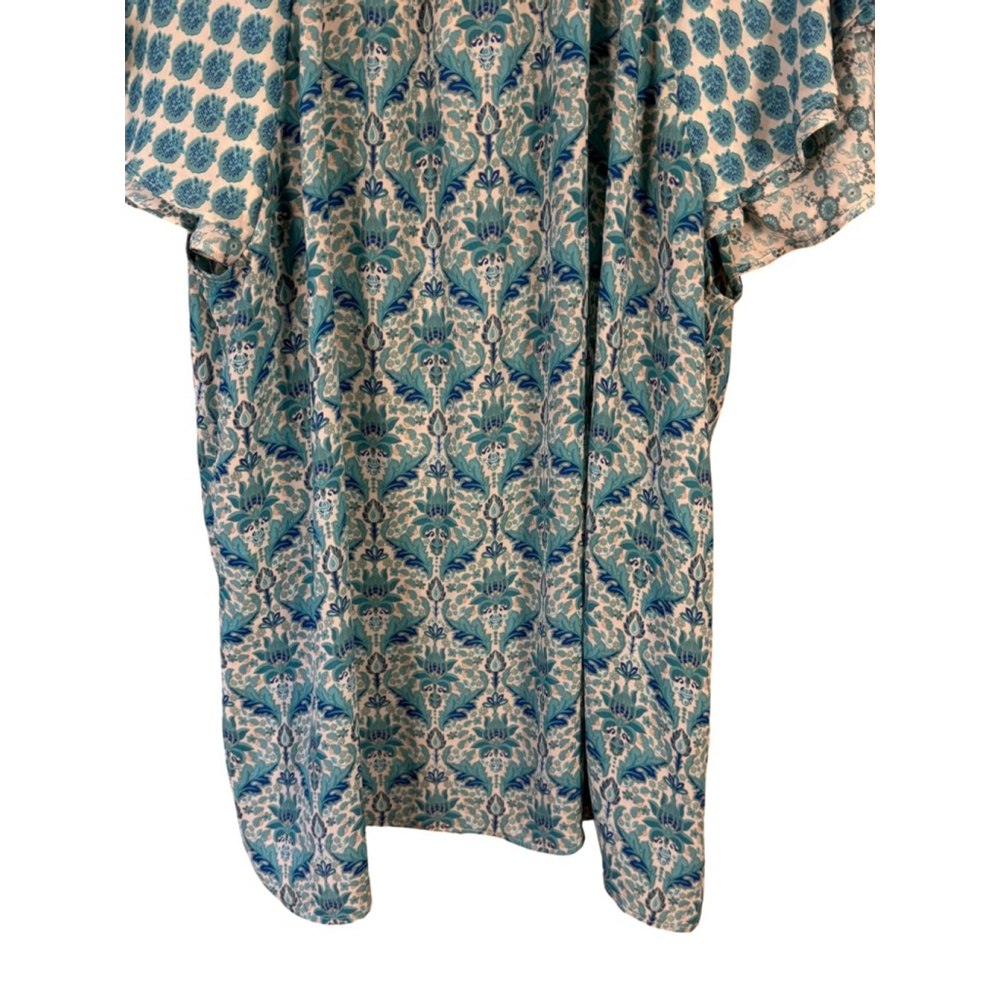 Rose & Olive Blue Floral Blouse Size L Boho Cottagecore Flowy Summer Spring - Picture 12 of 12